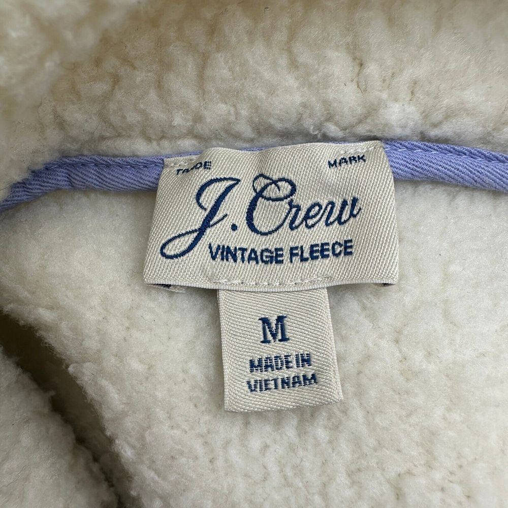 J.CREW Sherpa Vintage Fleece Jacket Women's M Medium Off White 1/4 Zip Pullover - Picture 3 of 8